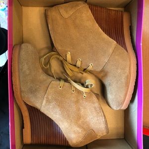 Tan Wooden-wedge Bootie